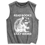 Read Books Stay Weird Unisex Washed Tank Top