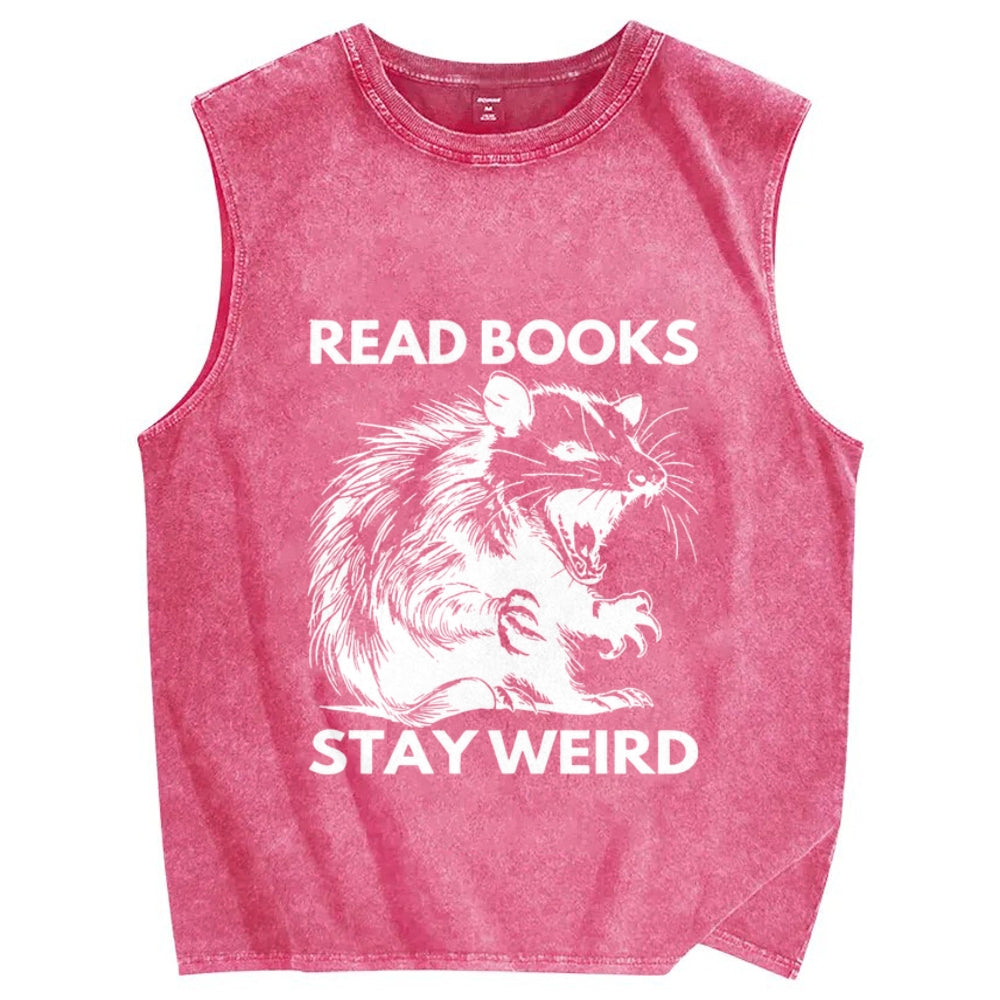 Read Books Stay Weird Unisex Washed Tank Top