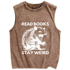 Read Books Stay Weird Unisex Washed Tank Top