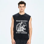 Read Books Stay Weird Unisex Washed Tank Top