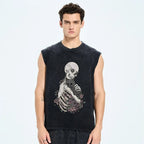 Love cats to the death Vintage Distressed Washed Tank Top