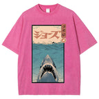 Ukiyoe Shark Jaws Vintage Wash Japanese Design T-Shirt