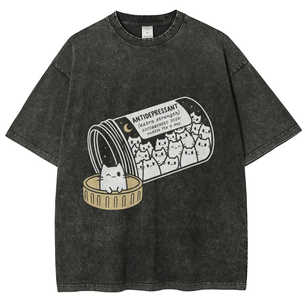 Cat Script Vintage Washed T-shirt