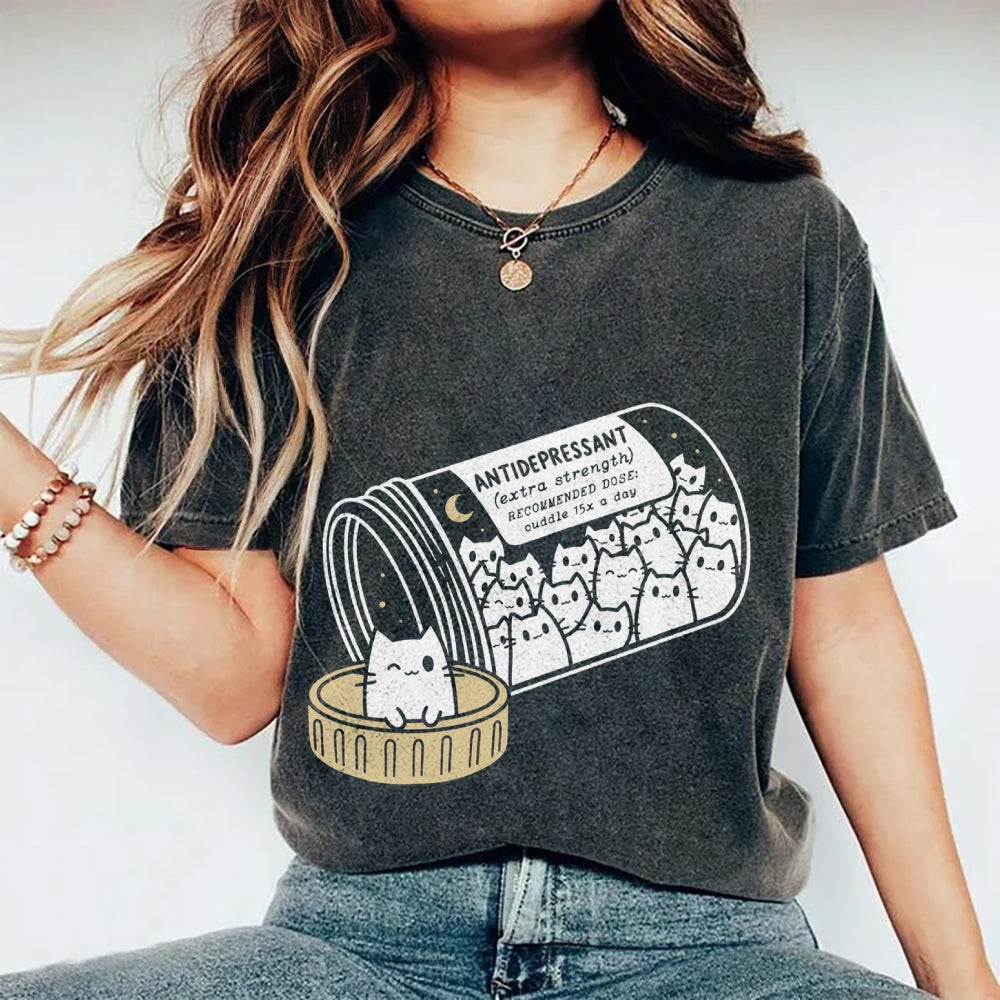 Cat Script Vintage Washed T-shirt