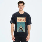 Ukiyoe Shark Jaws Vintage Wash Japanese Design T-Shirt