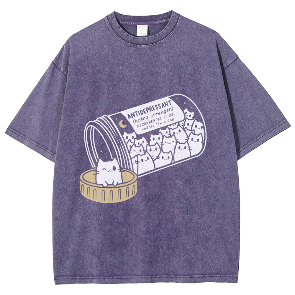 Cat Script Vintage Washed T-shirt
