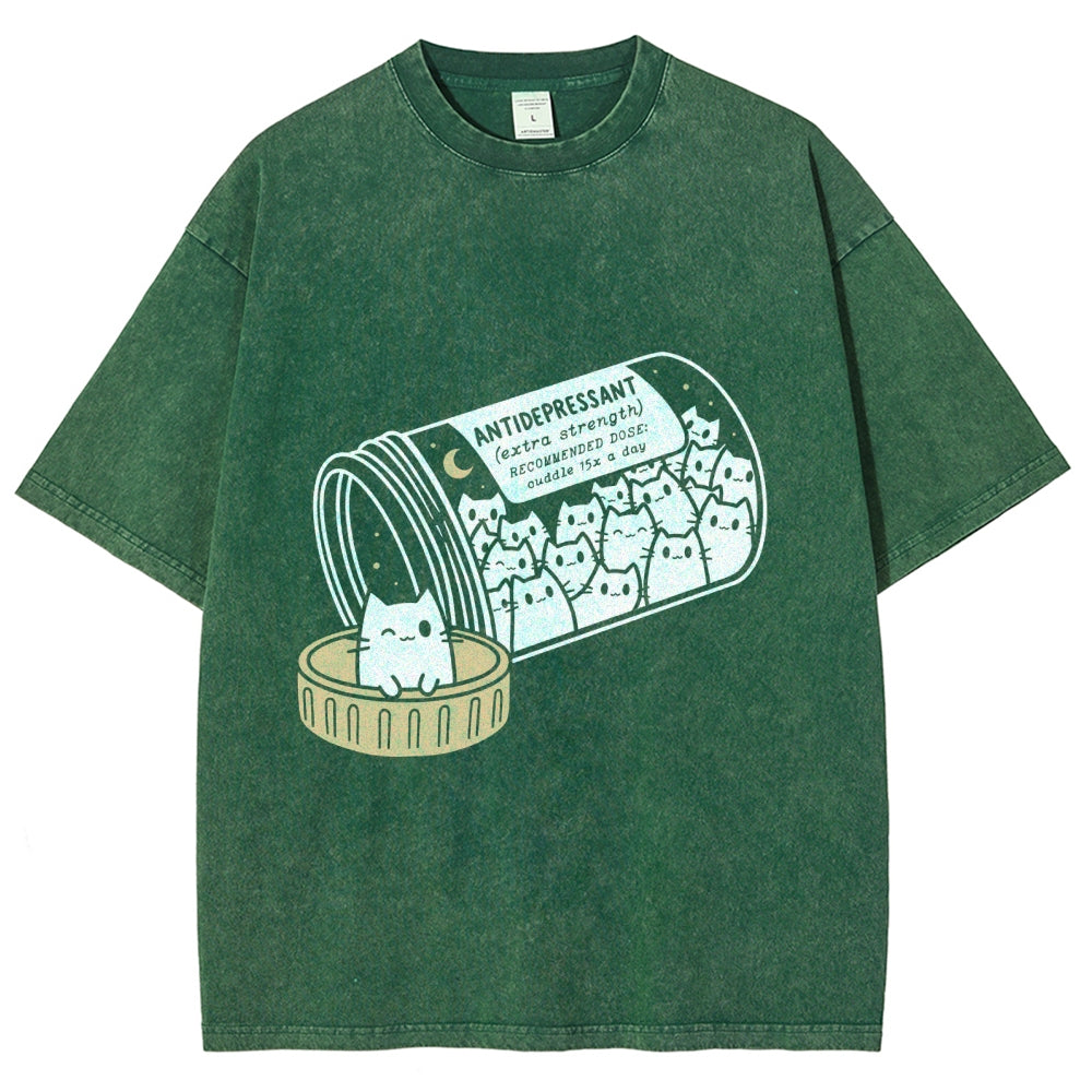Cat Script Vintage Washed T-shirt