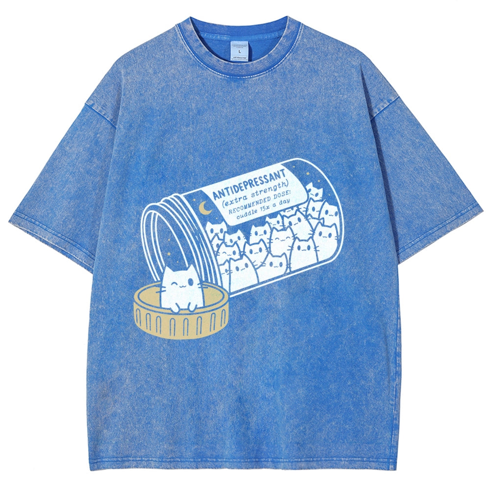 Cat Script Vintage Washed T-shirt