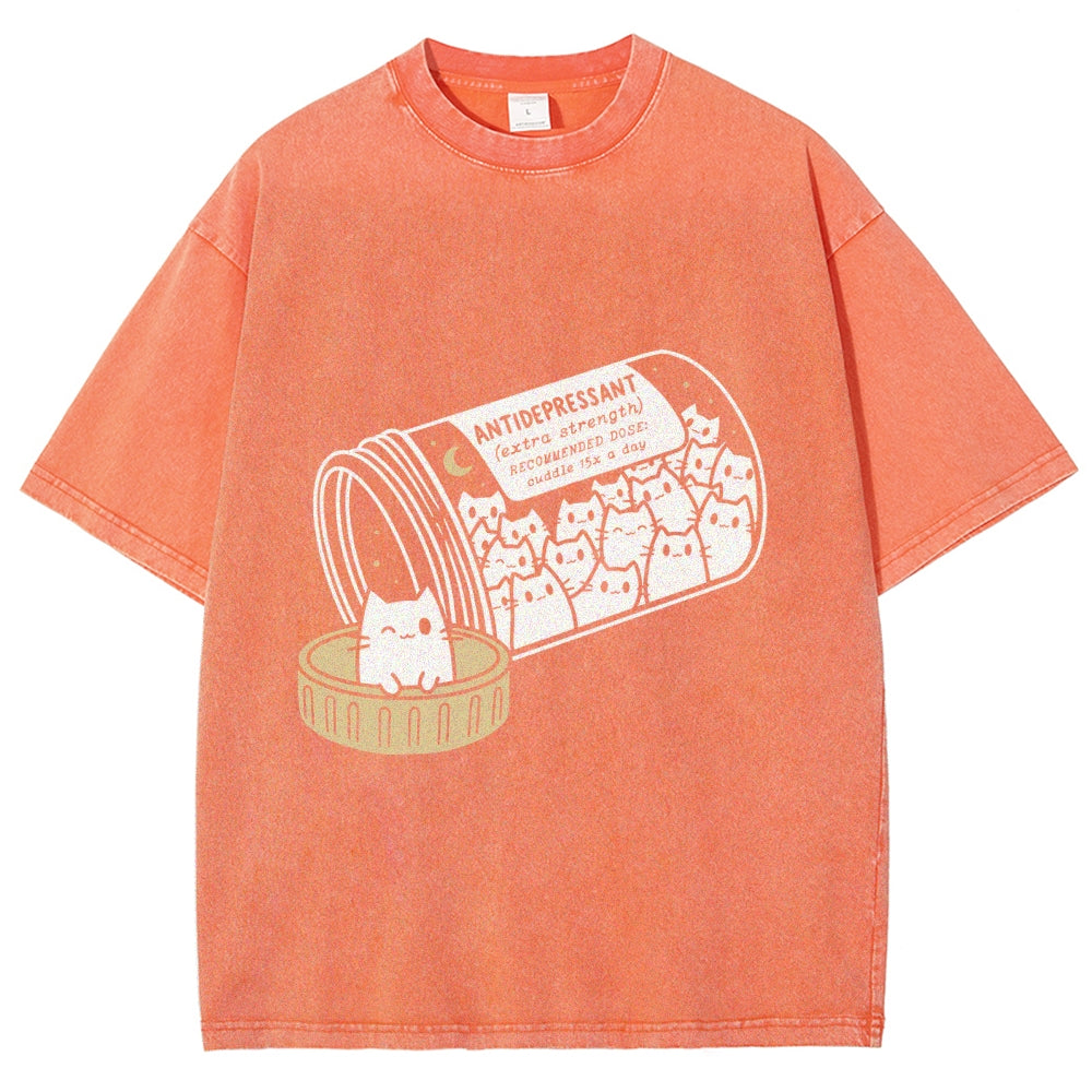 Cat Script Vintage Washed T-shirt