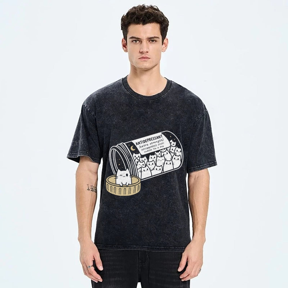Cat Script Vintage Washed T-shirt