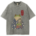 Frog Hugging Cat Washed T-Shirt