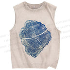 Unisex Annual Rings Printed Washed Tank Top