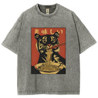 Tiger Eating Delicious Ramen Washed T-Shirt