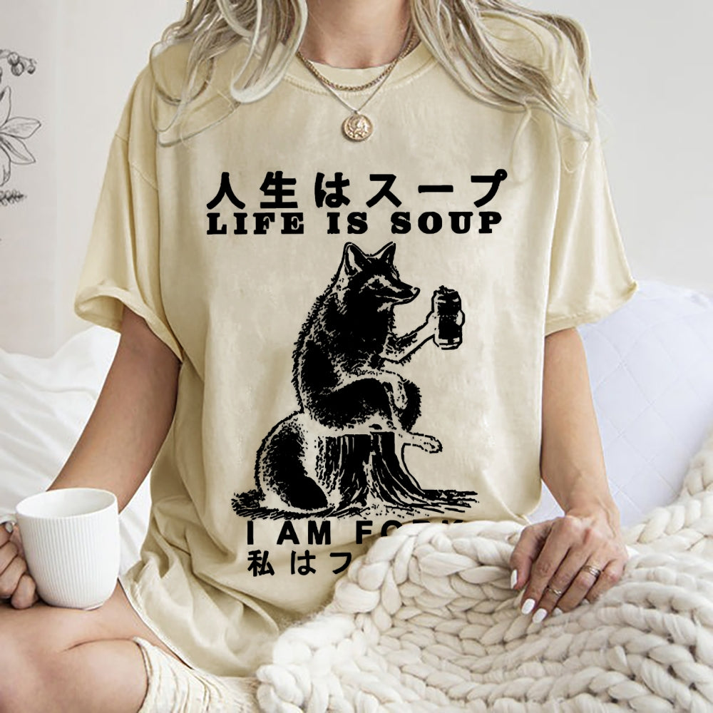 Life Is Soup I Am Fork Funny Washed T-Shirt
