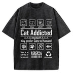 Cat Addicted Vintage Washed T-shirt