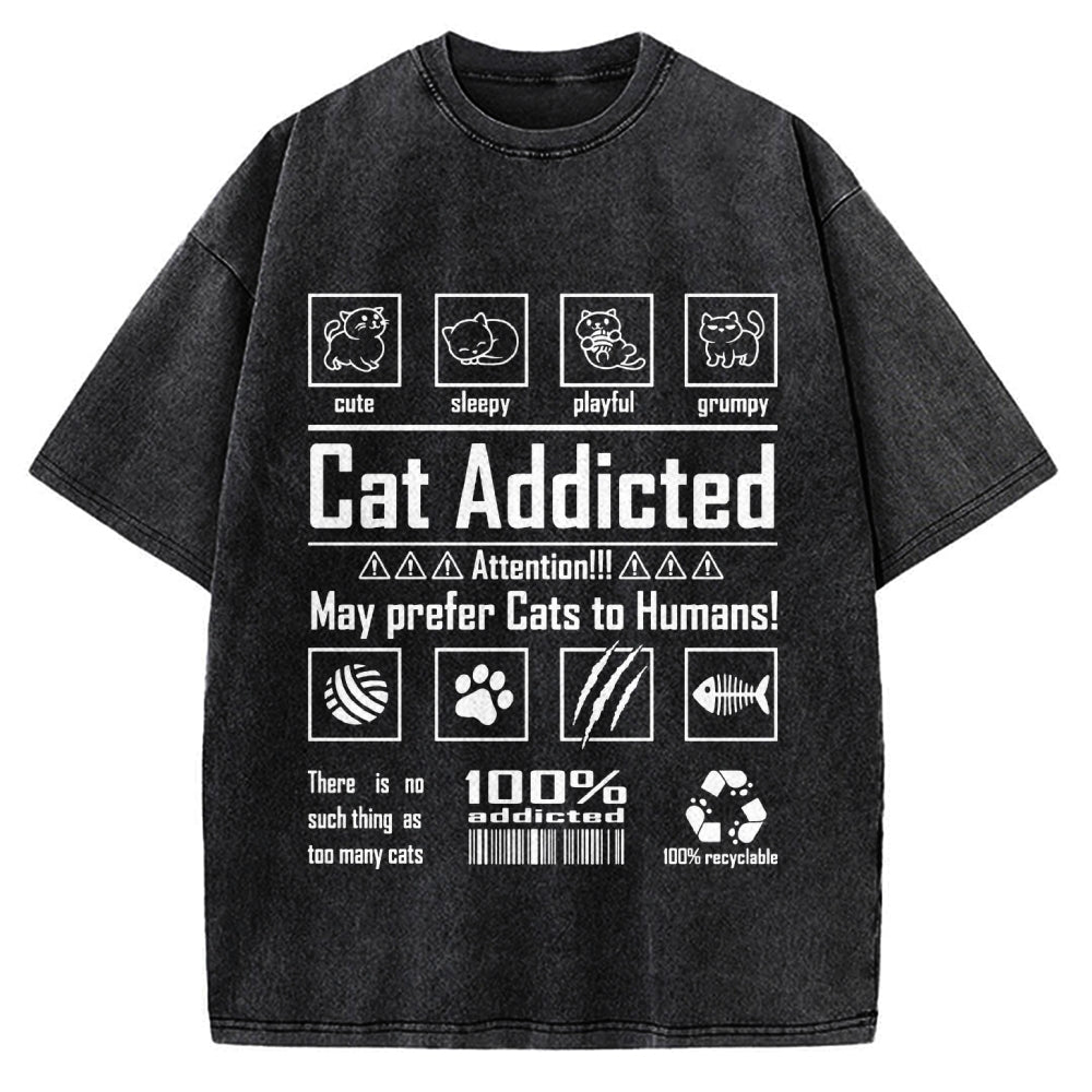 Cat Addicted Vintage Washed T-shirt