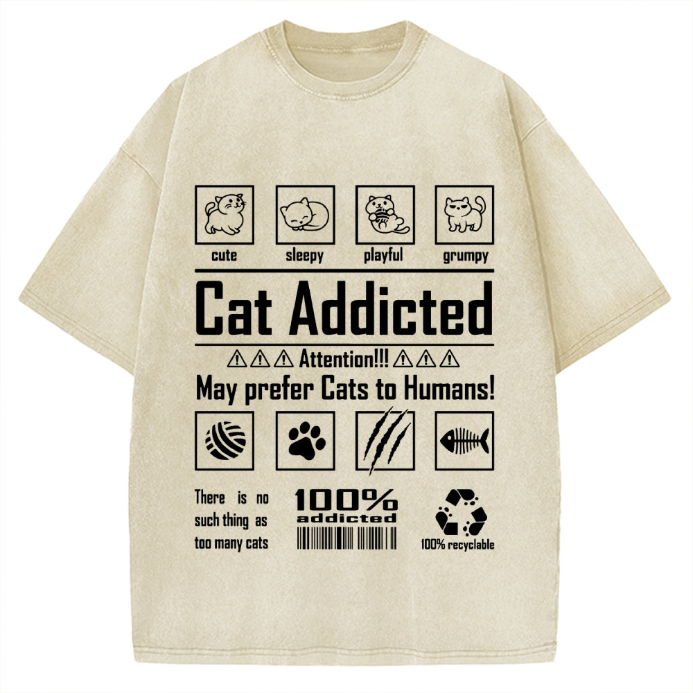 Cat Addicted Vintage Washed T-shirt