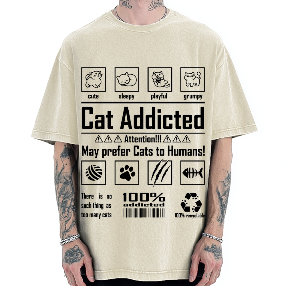 Cat Addicted Vintage Washed T-shirt