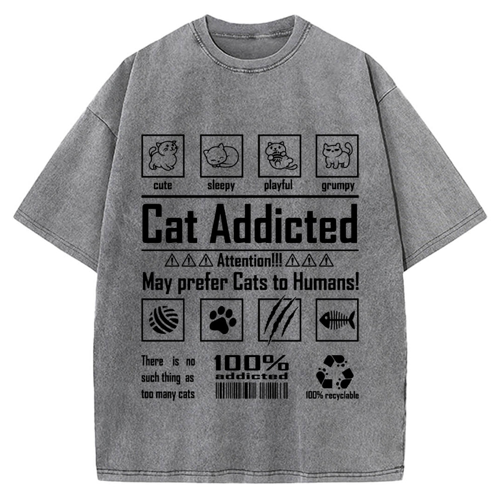 Cat Addicted Vintage Washed T-shirt