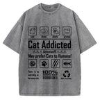 Cat Addicted Vintage Washed T-shirt