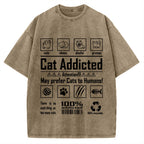 Cat Addicted Vintage Washed T-shirt