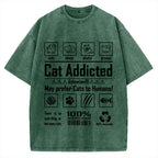 Cat Addicted Vintage Washed T-shirt