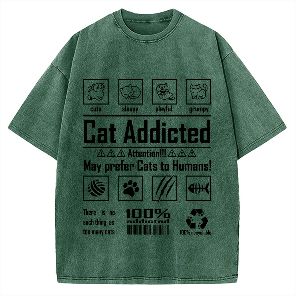 Cat Addicted Vintage Washed T-shirt