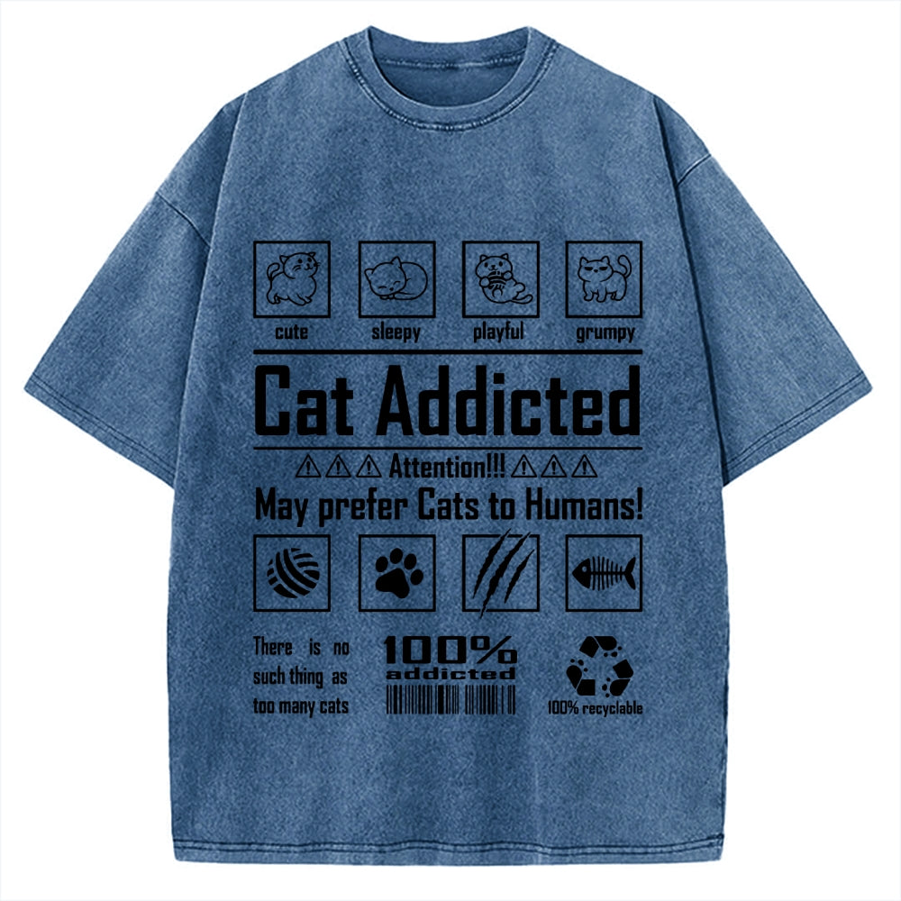 Cat Addicted Vintage Washed T-shirt