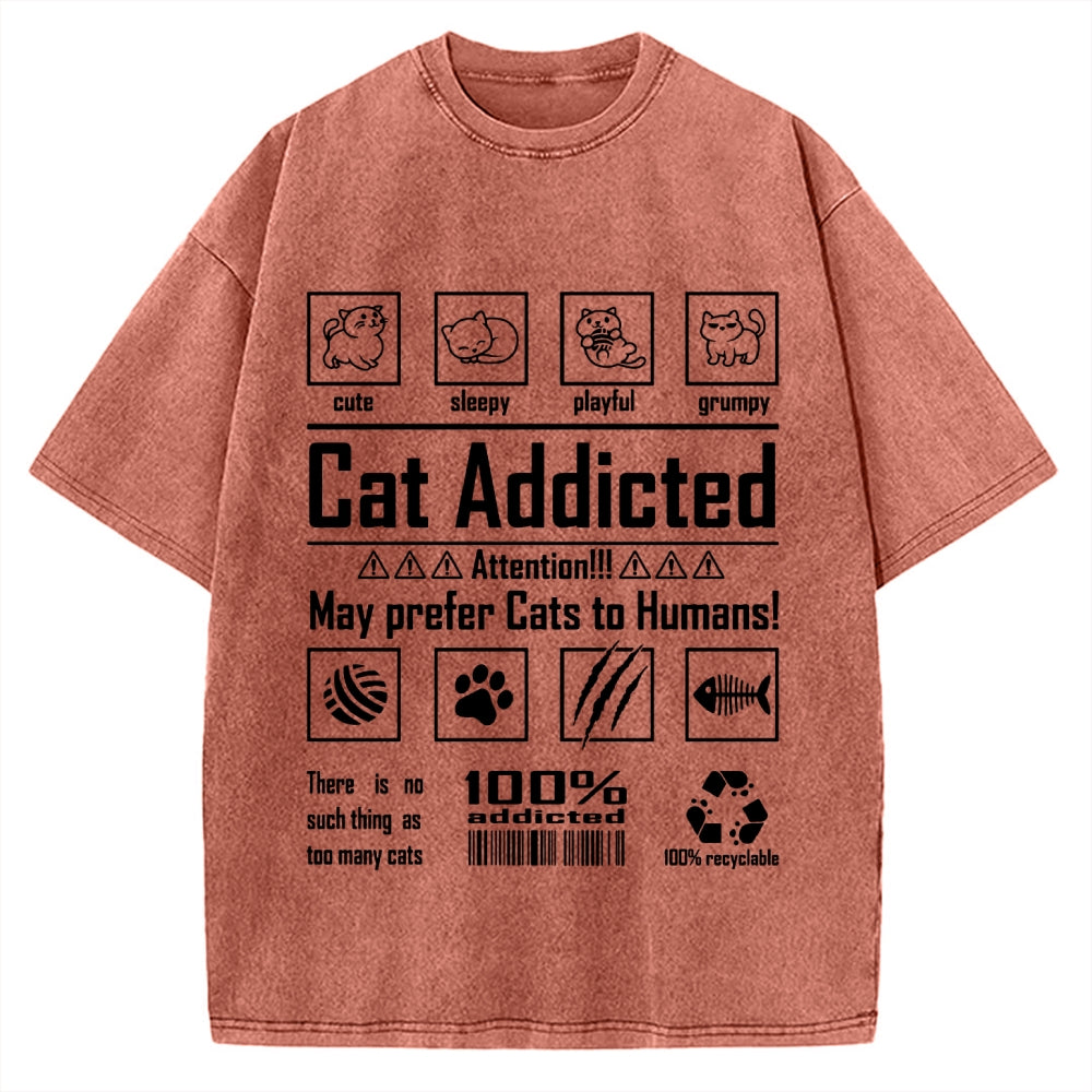 Cat Addicted Vintage Washed T-shirt