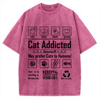 Cat Addicted Vintage Washed T-shirt