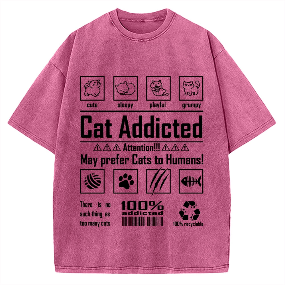 Cat Addicted Vintage Washed T-shirt