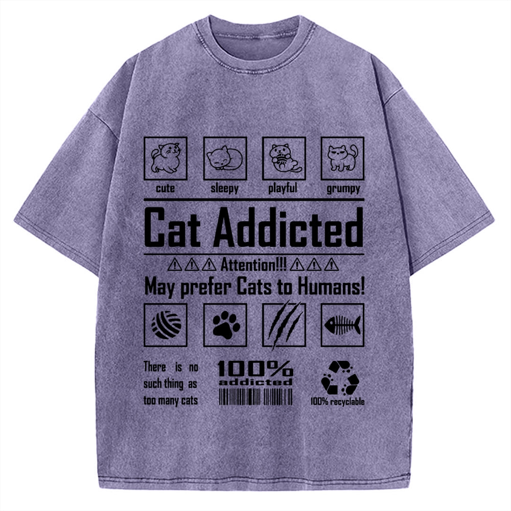 Cat Addicted Vintage Washed T-shirt