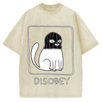 Disobey Rebellious Criminal Thief Cat Vintage Washed T-shirt