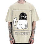 Disobey Rebellious Criminal Thief Cat Vintage Washed T-shirt