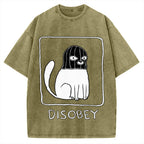 Disobey Rebellious Criminal Thief Cat Vintage Washed T-shirt
