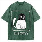 Disobey Rebellious Criminal Thief Cat Vintage Washed T-shirt