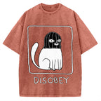 Disobey Rebellious Criminal Thief Cat Vintage Washed T-shirt