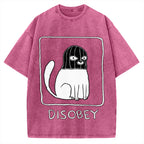 Disobey Rebellious Criminal Thief Cat Vintage Washed T-shirt