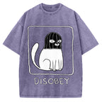 Disobey Rebellious Criminal Thief Cat Vintage Washed T-shirt