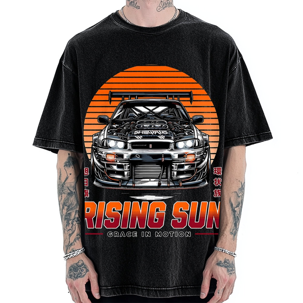 Rising Sun Racing Car Vintage Washed T-shirt