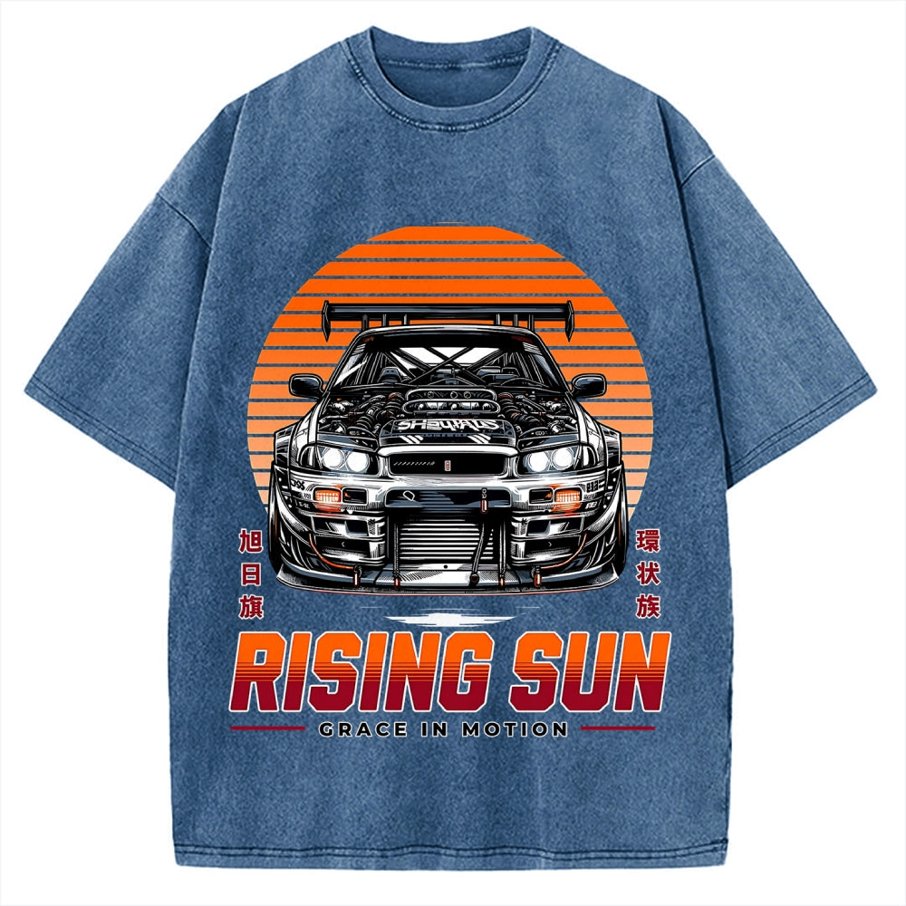 Rising Sun Racing Car Vintage Washed T-shirt