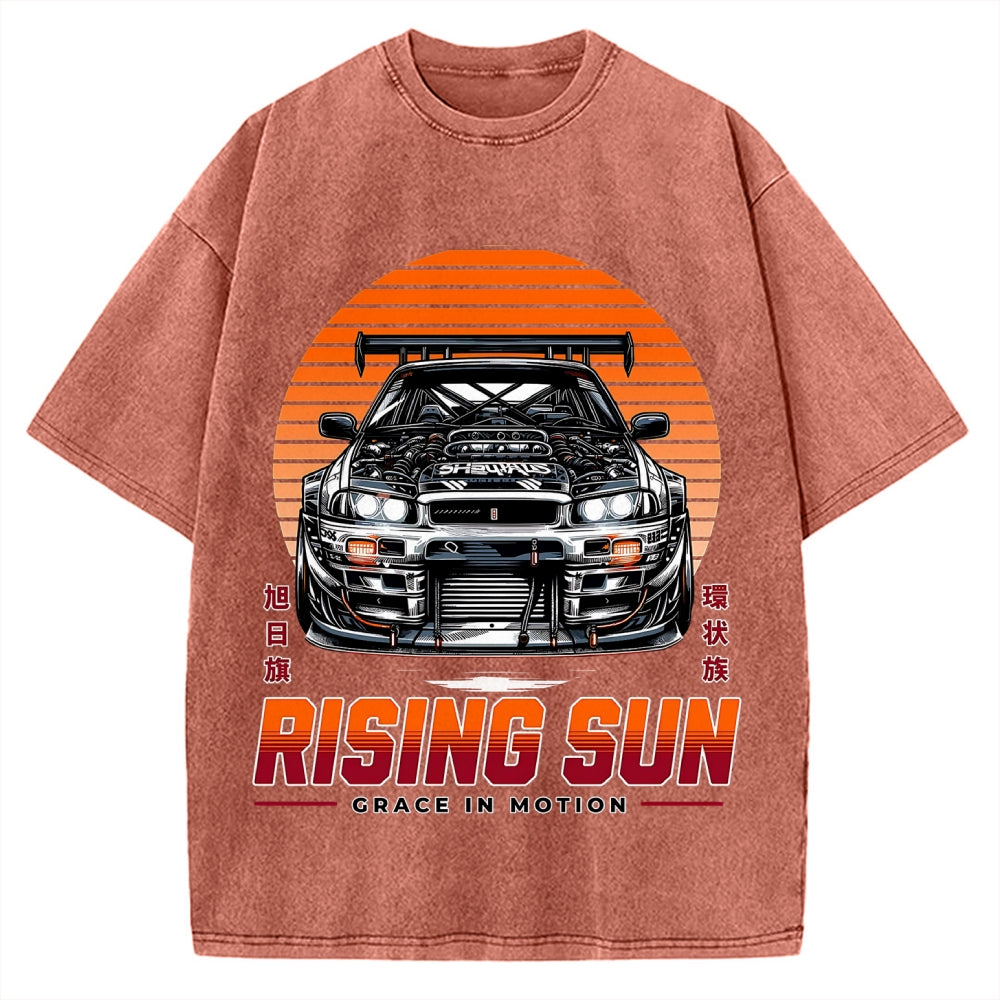 Rising Sun Racing Car Vintage Washed T-shirt