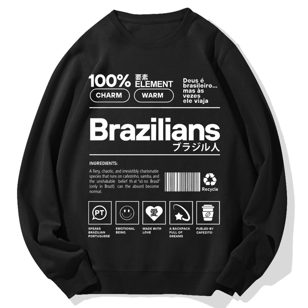 Brazilians Japanese Kanji Katakana Cotton Sweatshirt