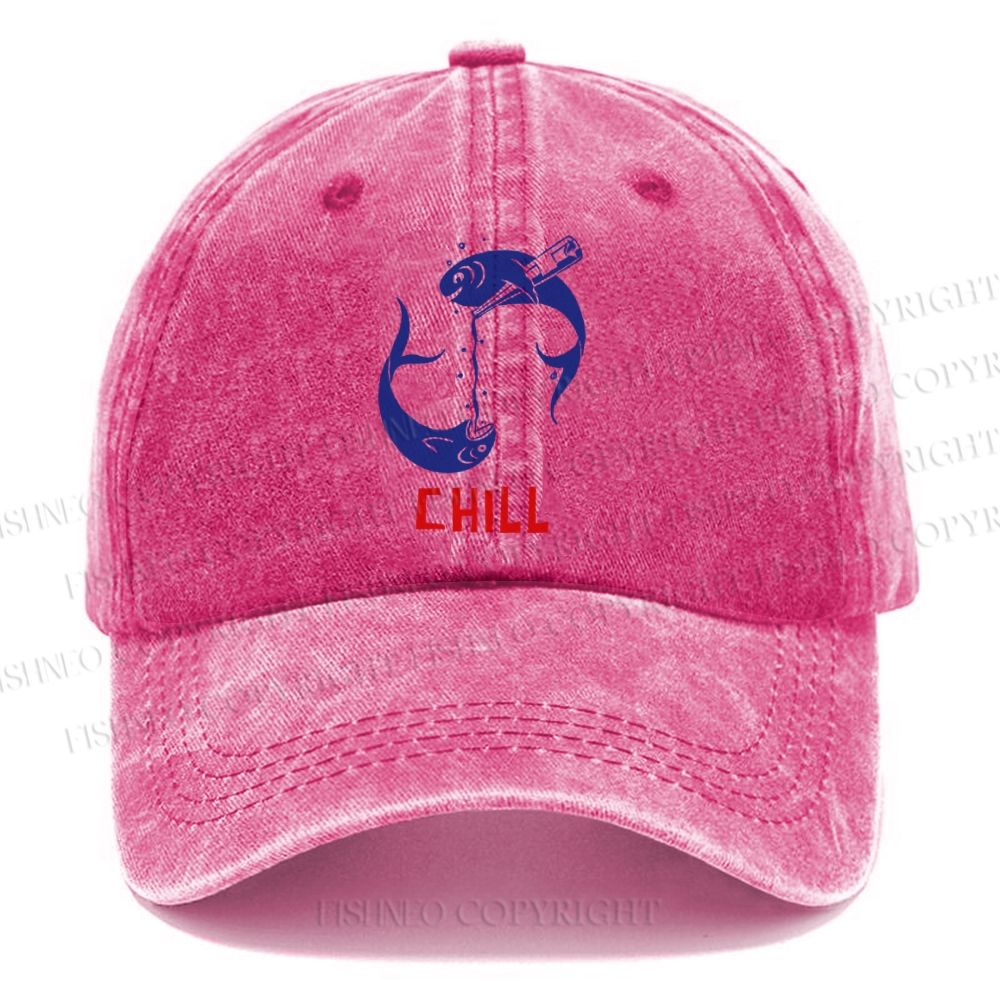 Unisex Chill Drinking Sardine Fish Vintage Casual Washed Cap