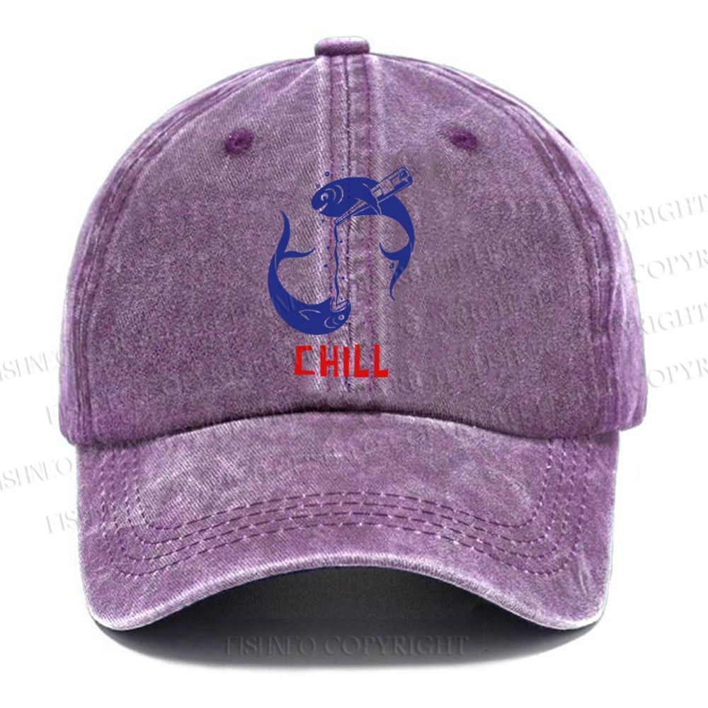 Unisex Chill Drinking Sardine Fish Vintage Casual Washed Cap