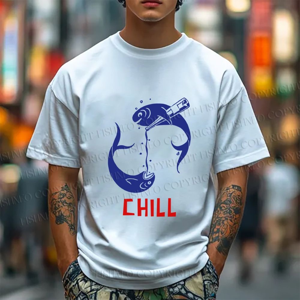 Unisex Chill Drinking Sardine Fish Classic Cotton T-shirt