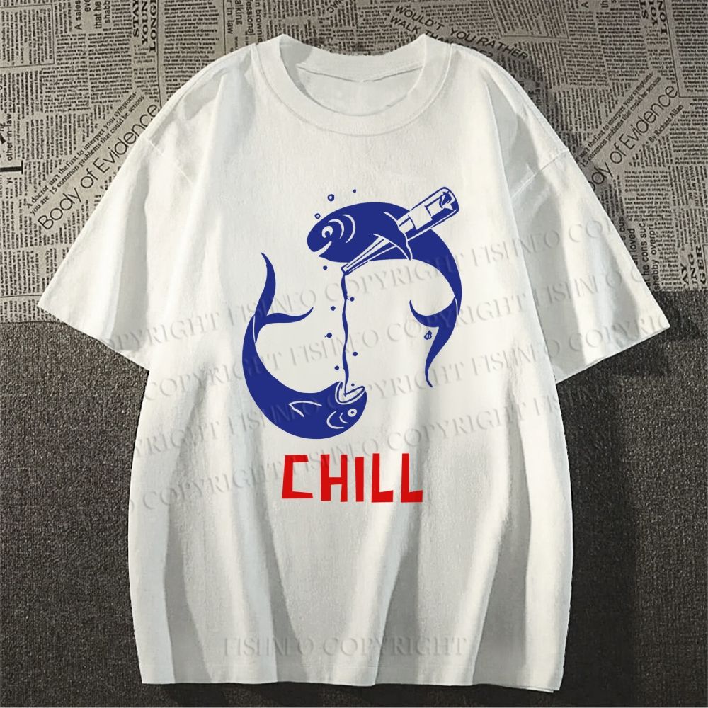 Unisex Chill Drinking Sardine Fish Classic Cotton T-shirt