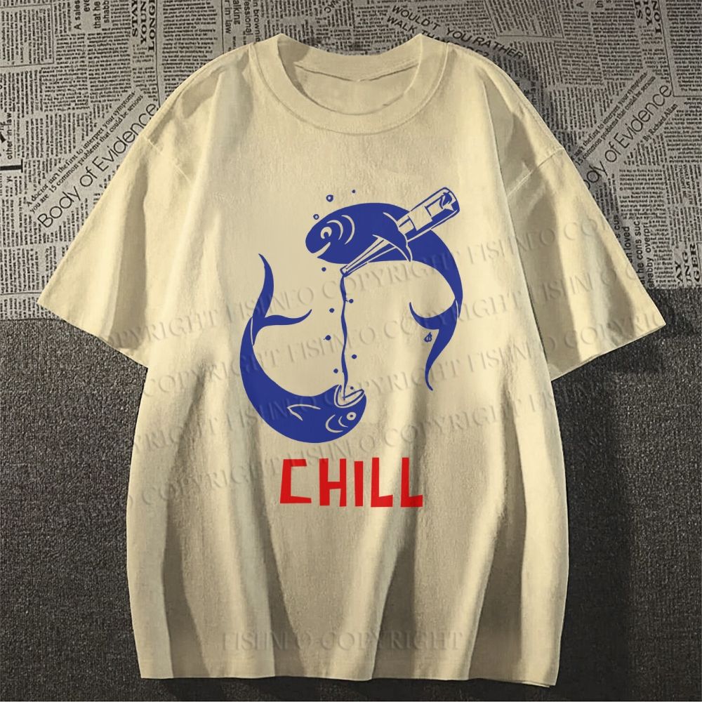 Unisex Chill Drinking Sardine Fish Classic Cotton T-shirt