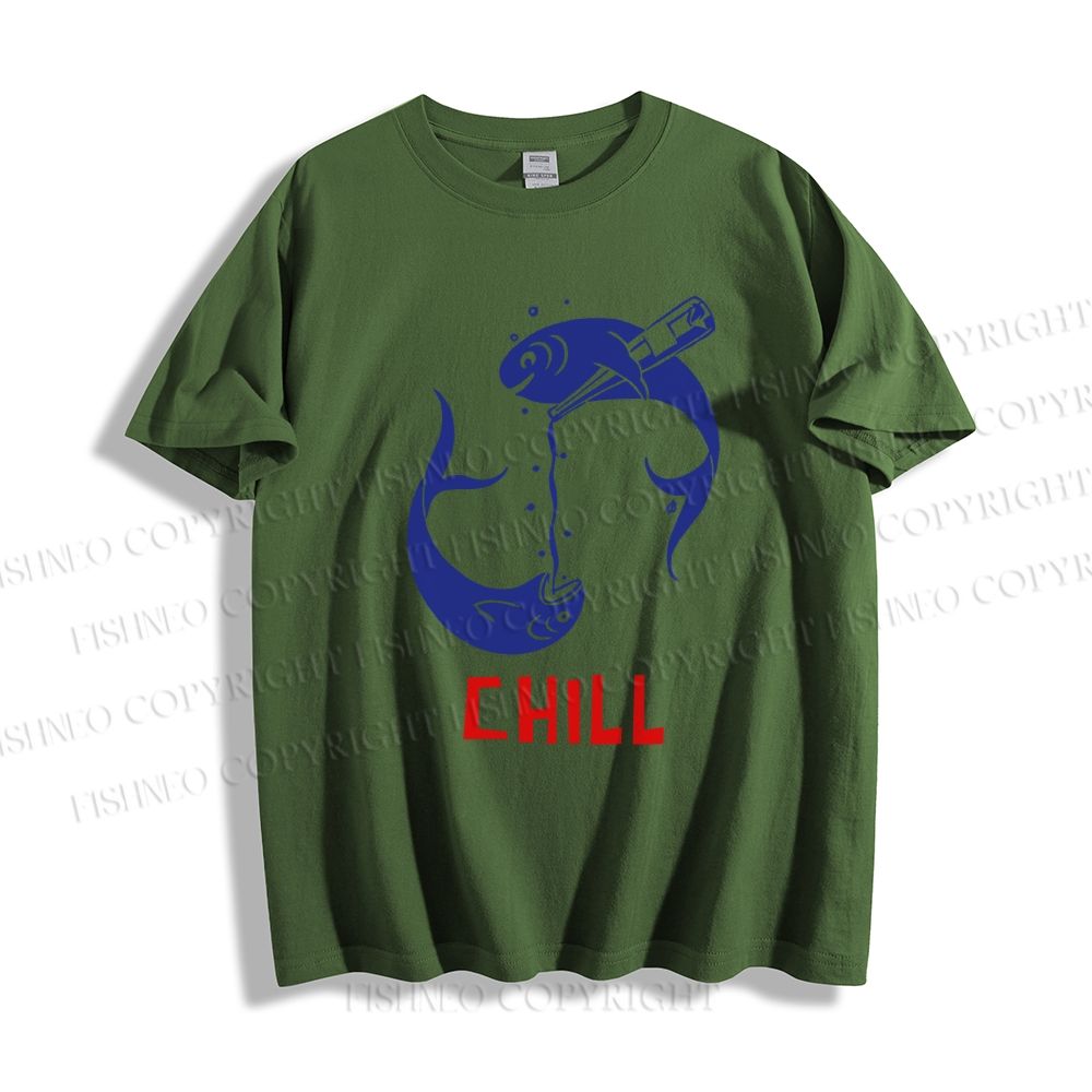 Unisex Chill Drinking Sardine Fish Classic Cotton T-shirt