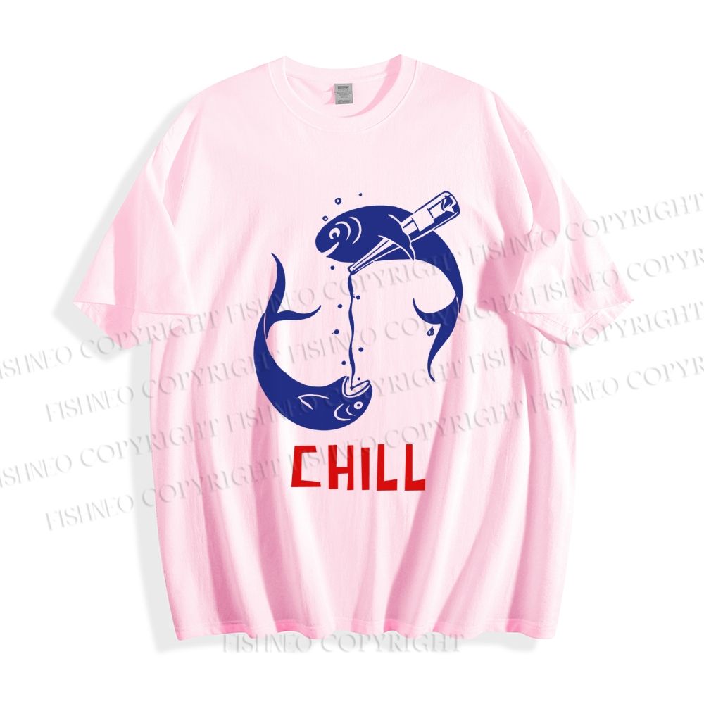 Unisex Chill Drinking Sardine Fish Classic Cotton T-shirt